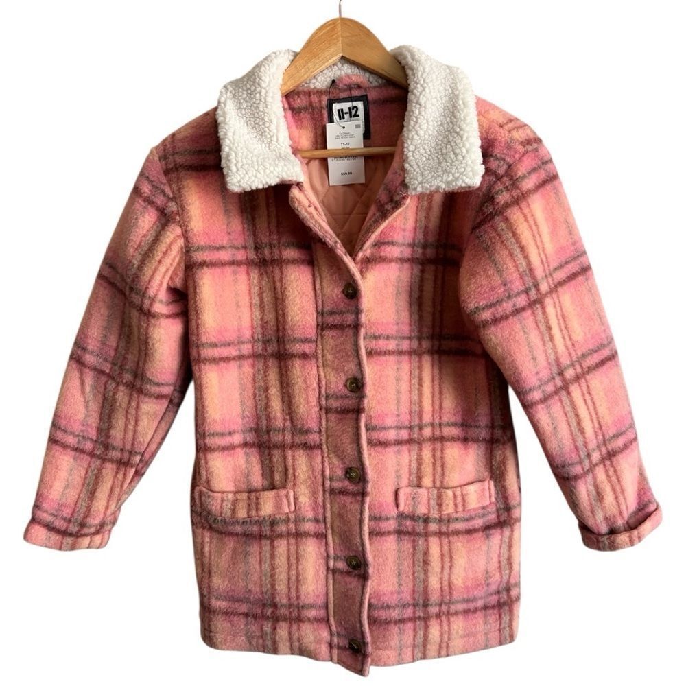 Cotton On Kids Violet Check Coat Size 11 12